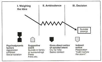 Stages in presuicidal development (after W. Pldinger)